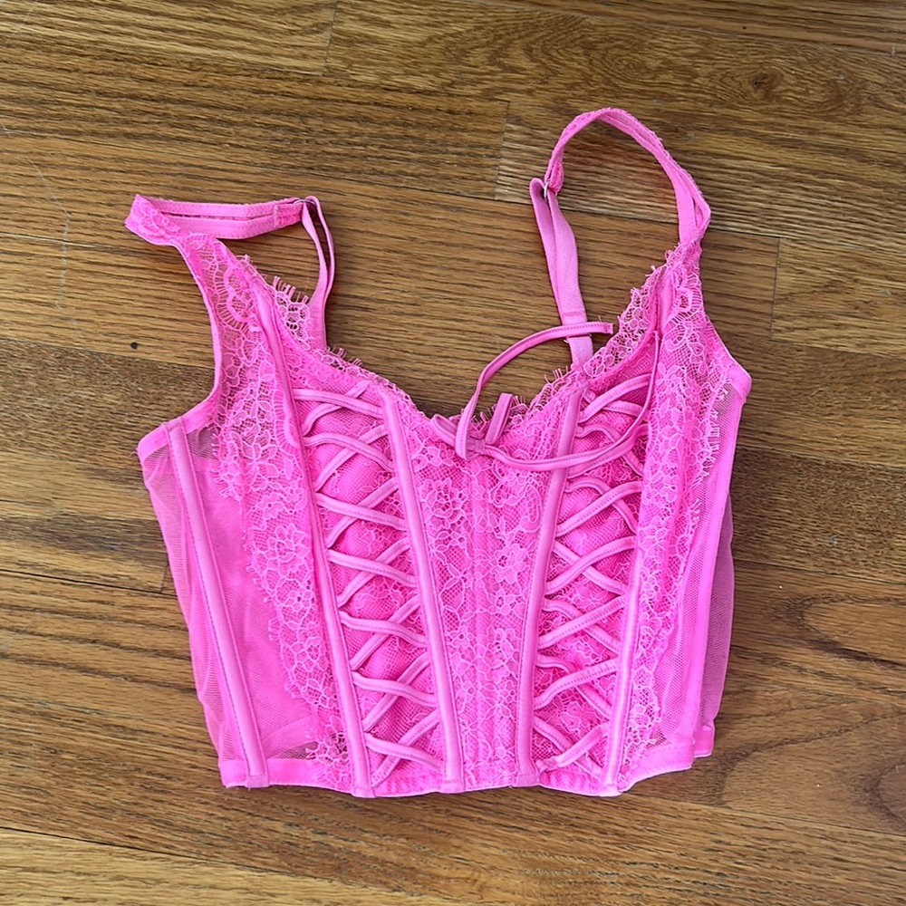 Hot pink VS corset top